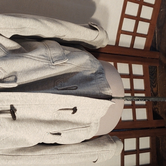 American Eagle Gray Eagle Fleece Jacket Sz L - Picture 3 of 8